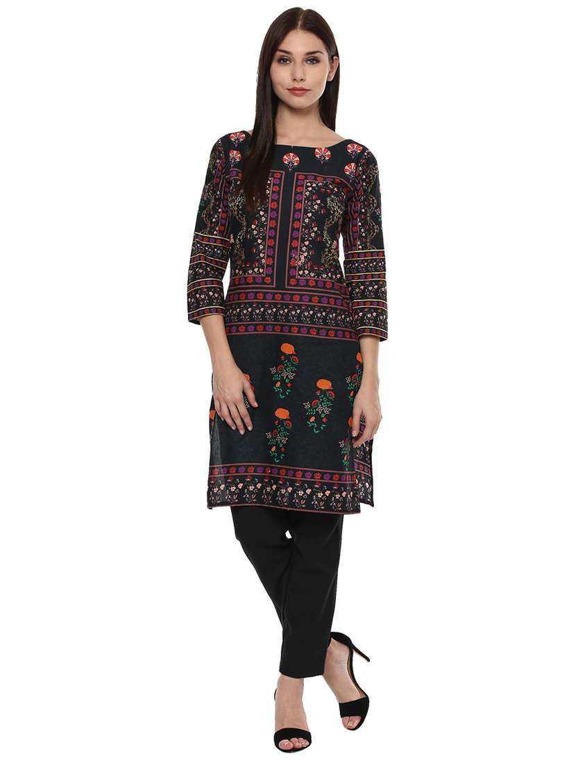 floral print straight kurta - 18449063 -  Standard Image - 1