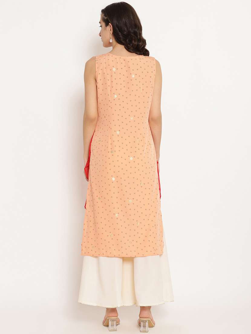 bandhani print layered kurta - 18449139 -  Standard Image - 4