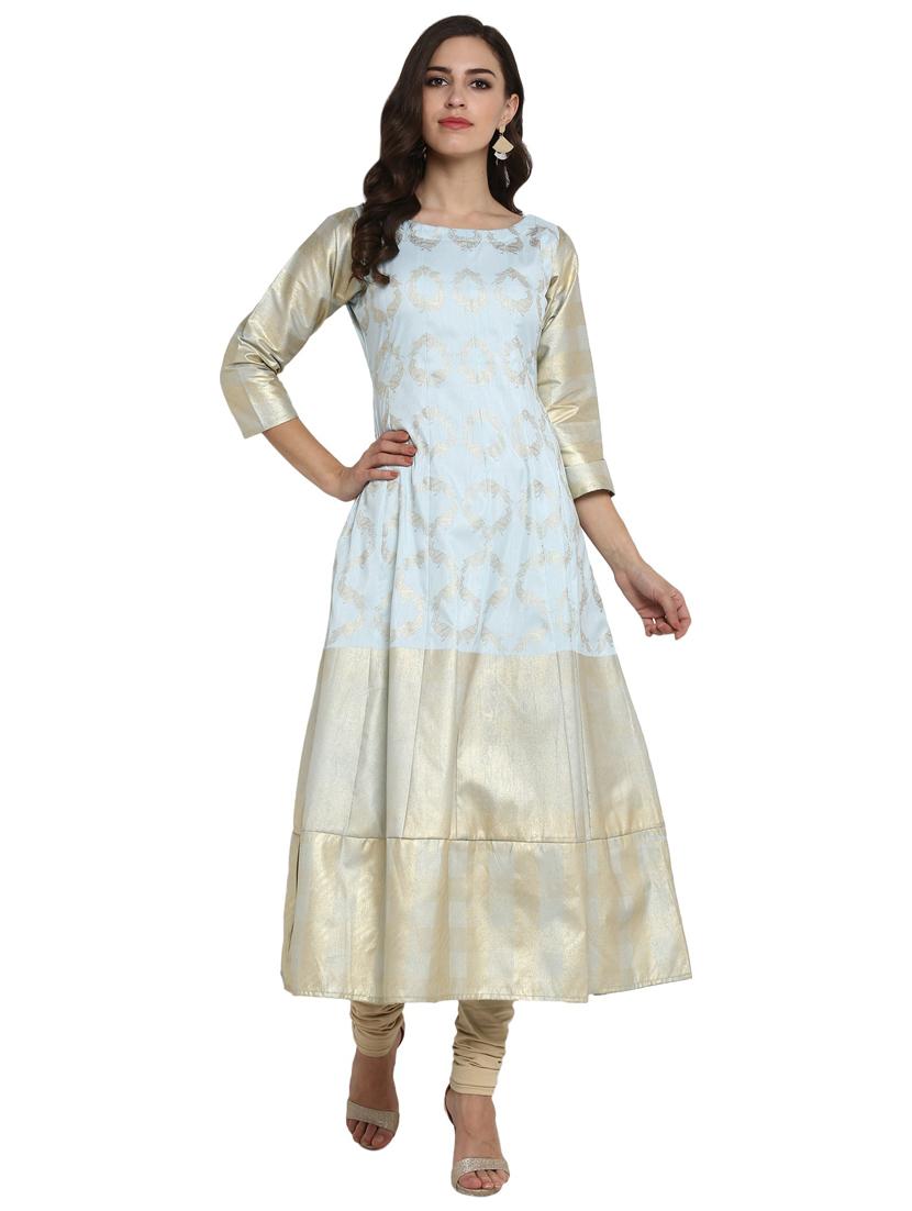 gold printed anarkali kurta - 18449190 -  Standard Image - 1