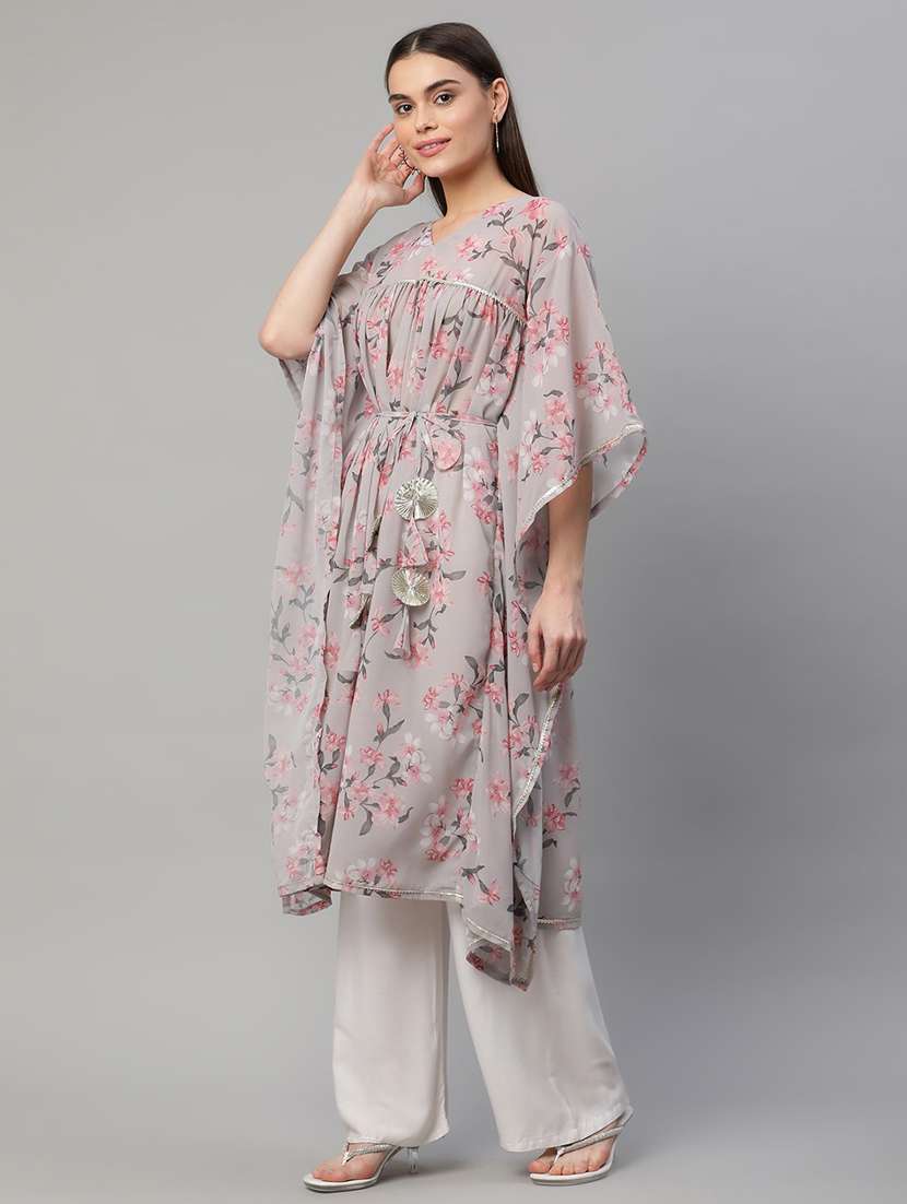 floral print kaftan style kurta  - 18449221 -  Standard Image - 1