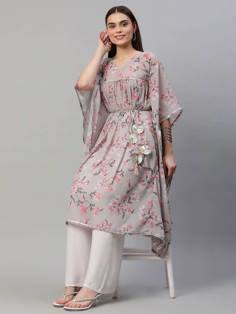 floral print kaftan style kurta  - 18449221 -  Standard Image - 4