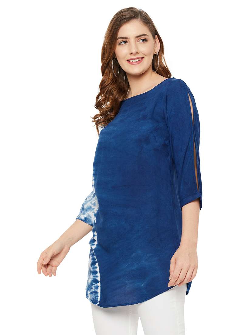 navy blue tie & dye regular tunic - 18449743 -  Standard Image - 1