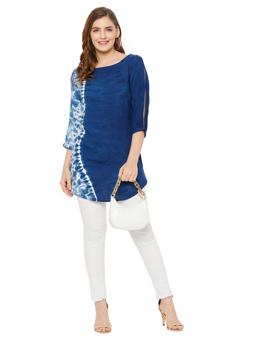 navy blue tie & dye regular tunic - 18449743 - Standard Image - 4