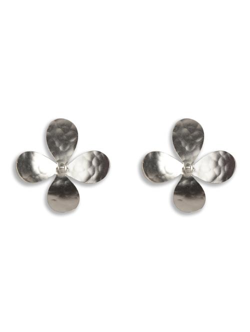misty hammered flower shaped silver earrings - 18449944 - Standard Image - 0