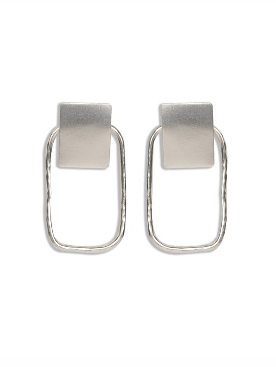 unique geometric shaped danglers silver earrings - 18449969 - Zoom Image - 0
