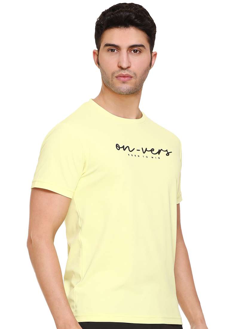 yellow chest-printed t-shirt - 18450022 - Standard Image - 1