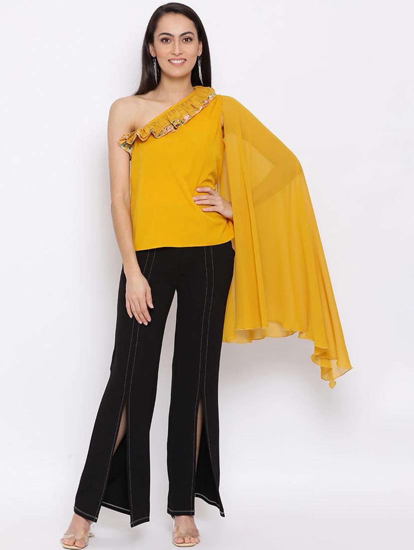 women's ruffle single shoulder top - 18450137 -  Zoom Image - 0