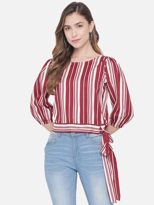women's crop round neck top - 18450142 -  Standard Image - 0