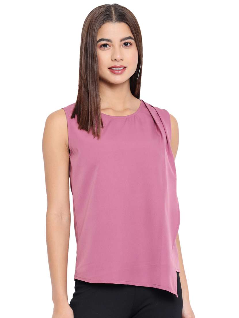 women's asymmetric round neck top - 18450144 -  Standard Image - 1
