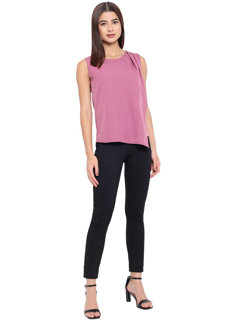 women's asymmetric round neck top - 18450144 - Standard Image - 6