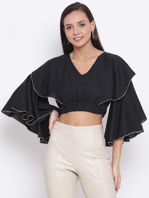 women's crop v neck top - 18450152 -  Standard Image - 0