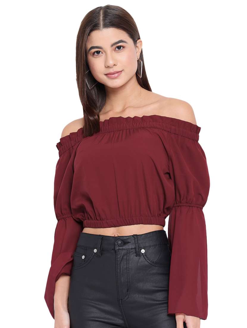 women's crop off shoulder top