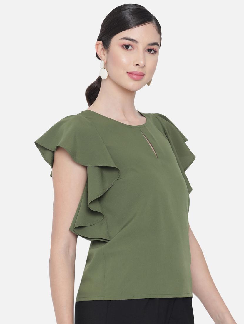 women's straight key hole neck top - 18450166 - Standard Image - 1