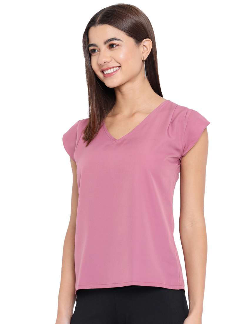women's straight v neck top - 18450171 - Standard Image - 1