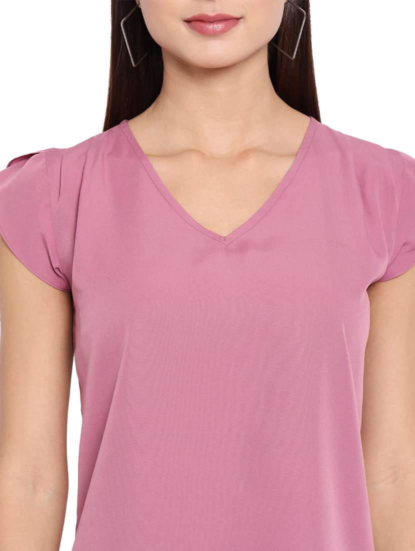 women's straight v neck top - 18450171 - Standard Image - 6