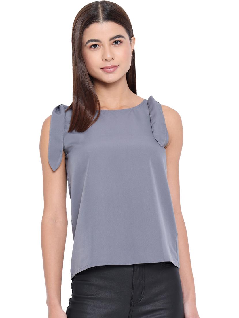 women's straight round neck top - 18450177 - Standard Image - 1