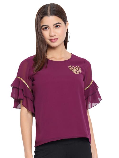 women's straight round neck top - 18450193 - Standard Image - 0