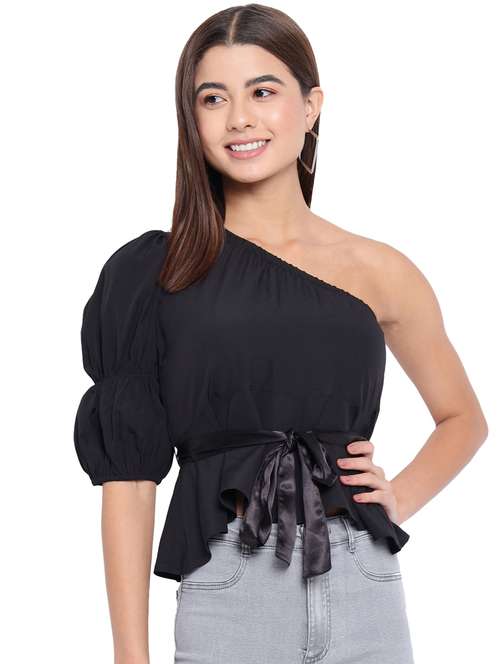 women's asymmetric single shoulder top - 18450195 -  Standard Image - 0