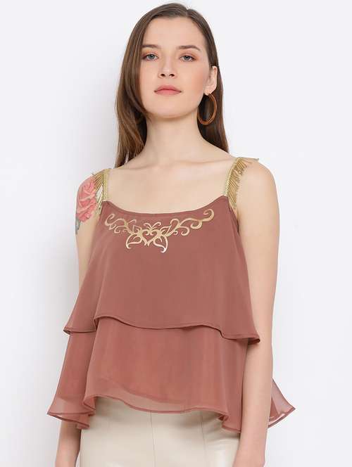 women's layered shoulder strap top - 18450198 - Standard Image - 0