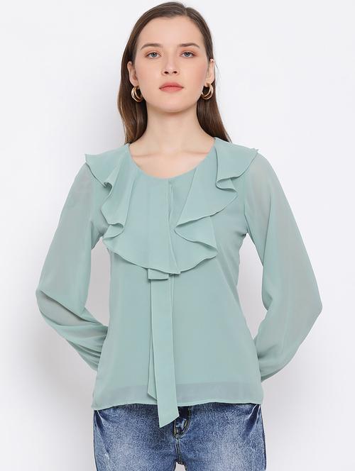 women's blouson round neck top - 18450202 -  Standard Image - 0