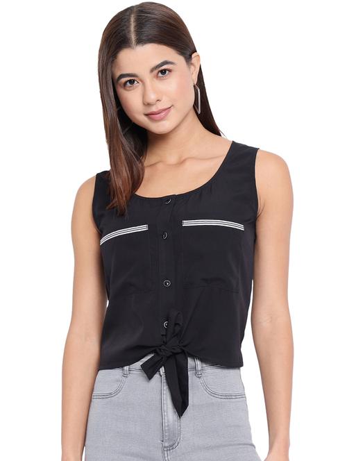 women's crop round neck top - 18450205 - Standard Image - 0