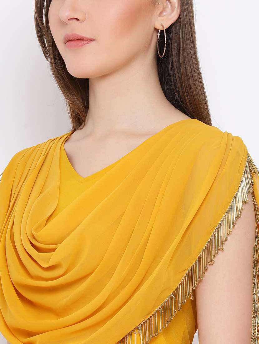 draped style solid regular top - 18450210 - Standard Image - 4