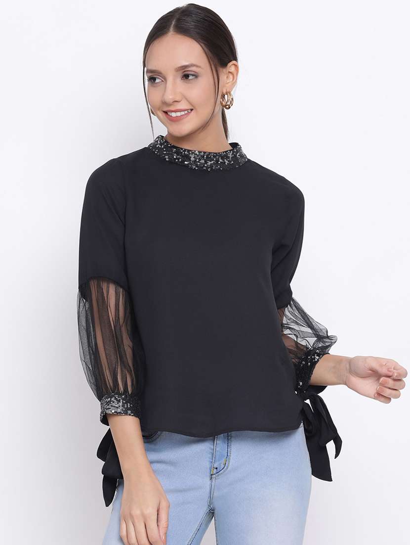 women's straight mock neck top