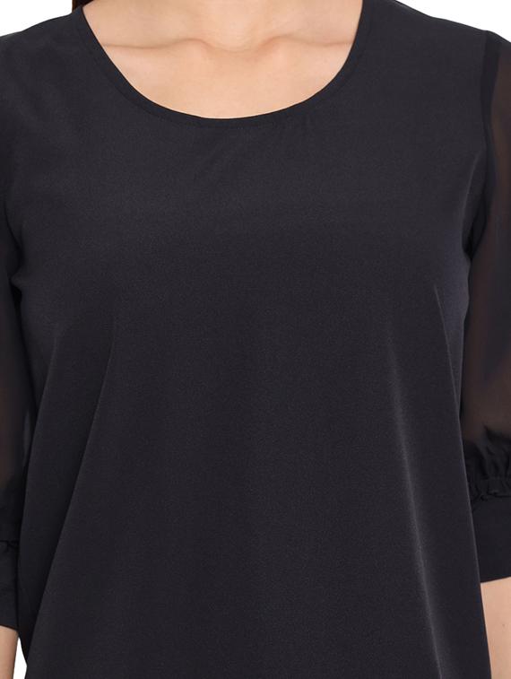 women black round neck solids top - 18450228 - Standard Image - 4