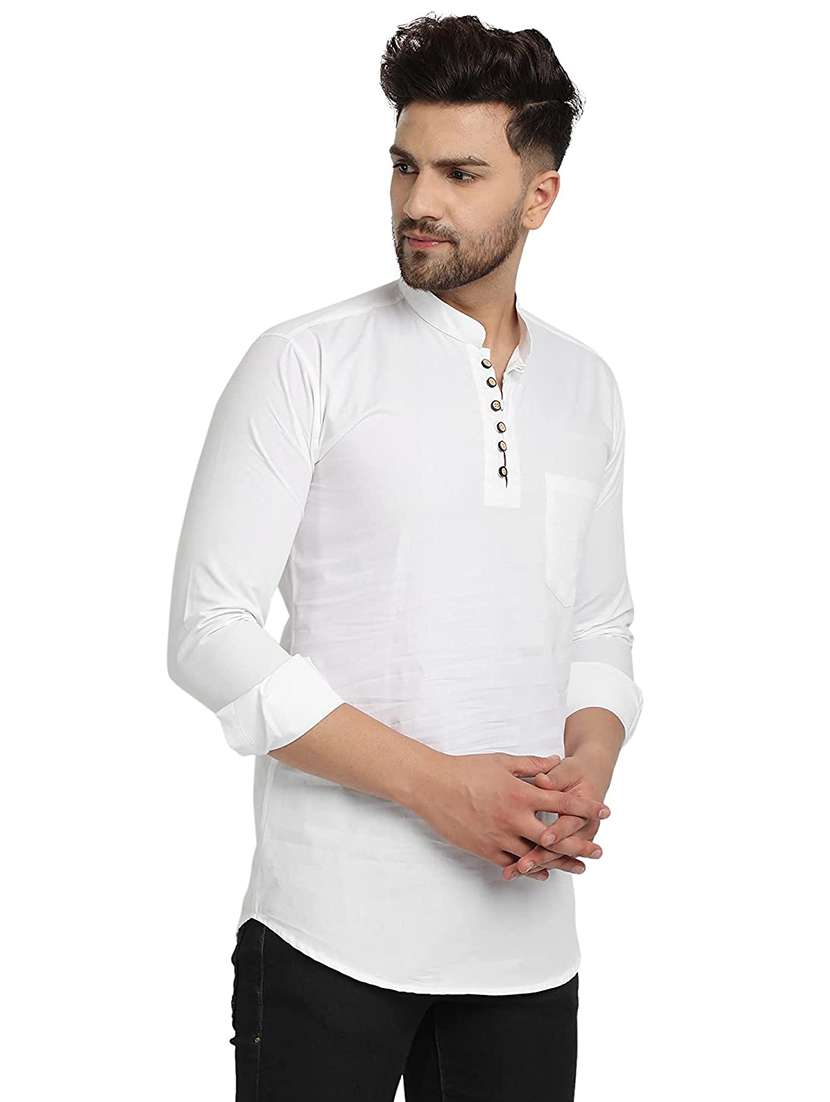 white solid short kurta - 18450605 -  Standard Image - 1