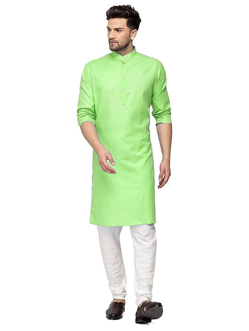 green solid medium kurta