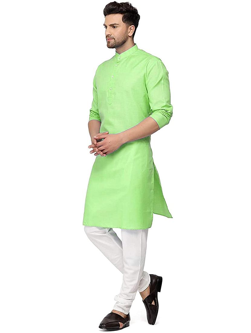 green solid medium kurta - 18450689 -  Standard Image - 1