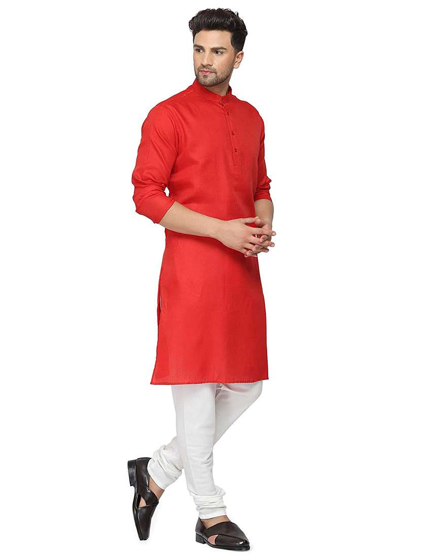 men solid mandarin neck long kurta - 18450690 -  Standard Image - 1