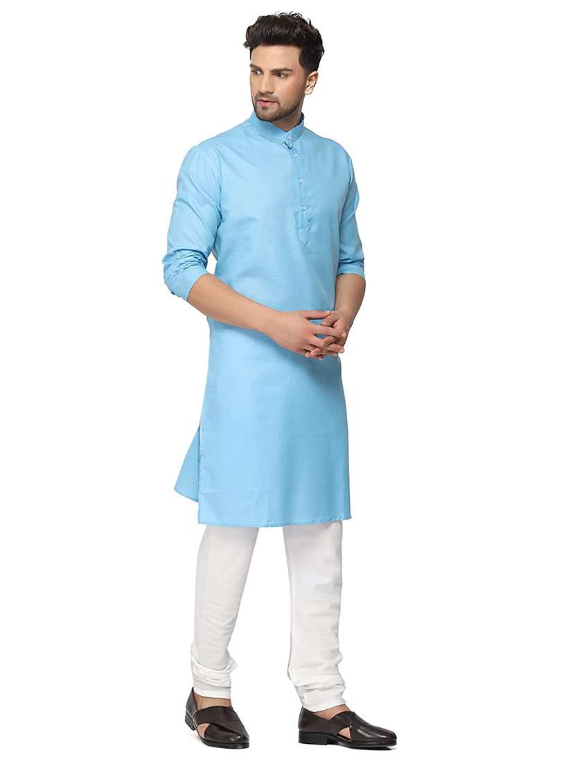 light blue solid medium kurta - 18450694 -  Standard Image - 1