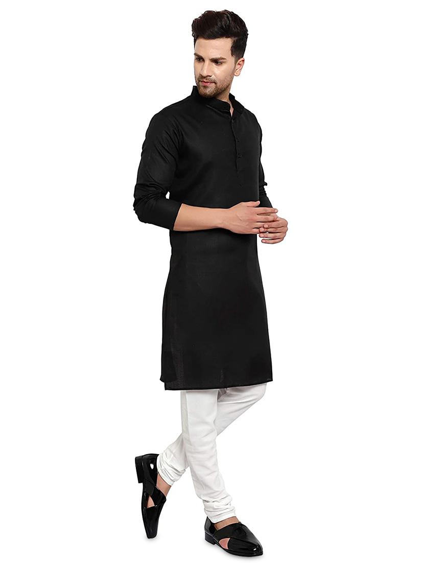 black solid medium kurta - 18450695 - Standard Image - 1