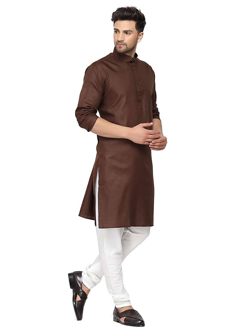 brown solid medium kurta - 18450696 -  Standard Image - 1