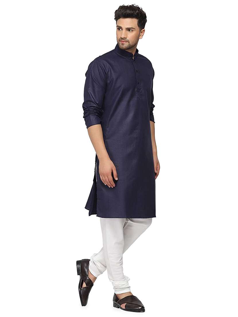 navy blue solid long kurta - 18450697 -  Standard Image - 1