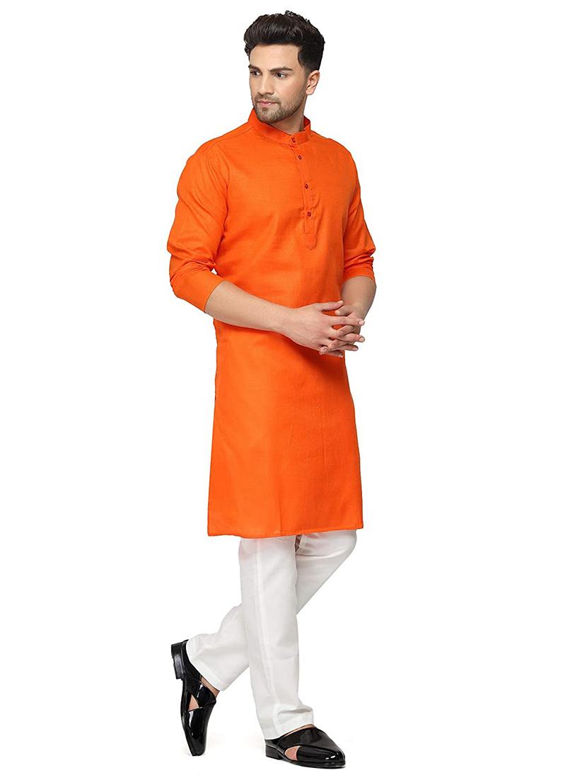orange solid medium kurta - 18450698 -  Standard Image - 1
