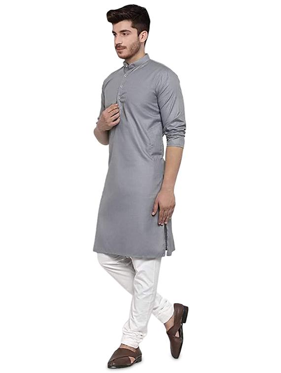 grey solid medium kurta - 18450702 -  Standard Image - 1