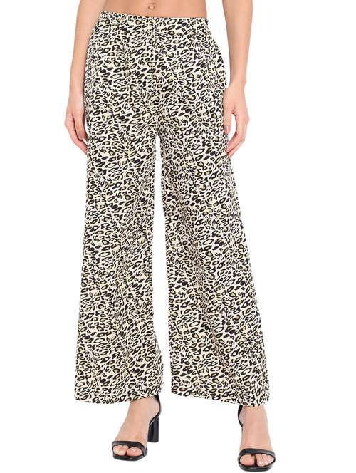 women high rise animal print wide leg trouser - 18451076 -  Standard Image - 0
