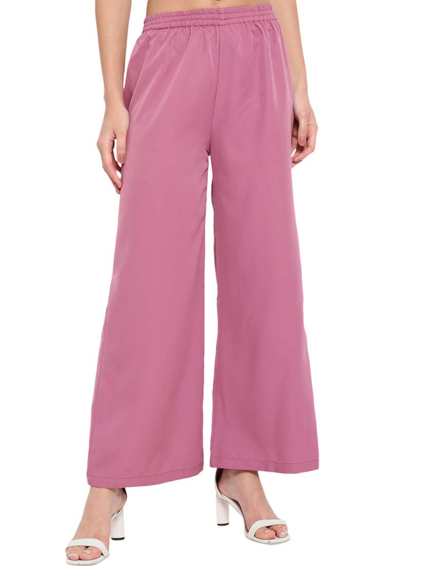 women mid rise solid palazzo - 18451079 - Zoom Image - 0