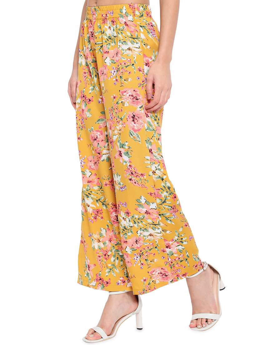 women high rise floral printed wide leg trouser - 18451081 - Standard Image - 1
