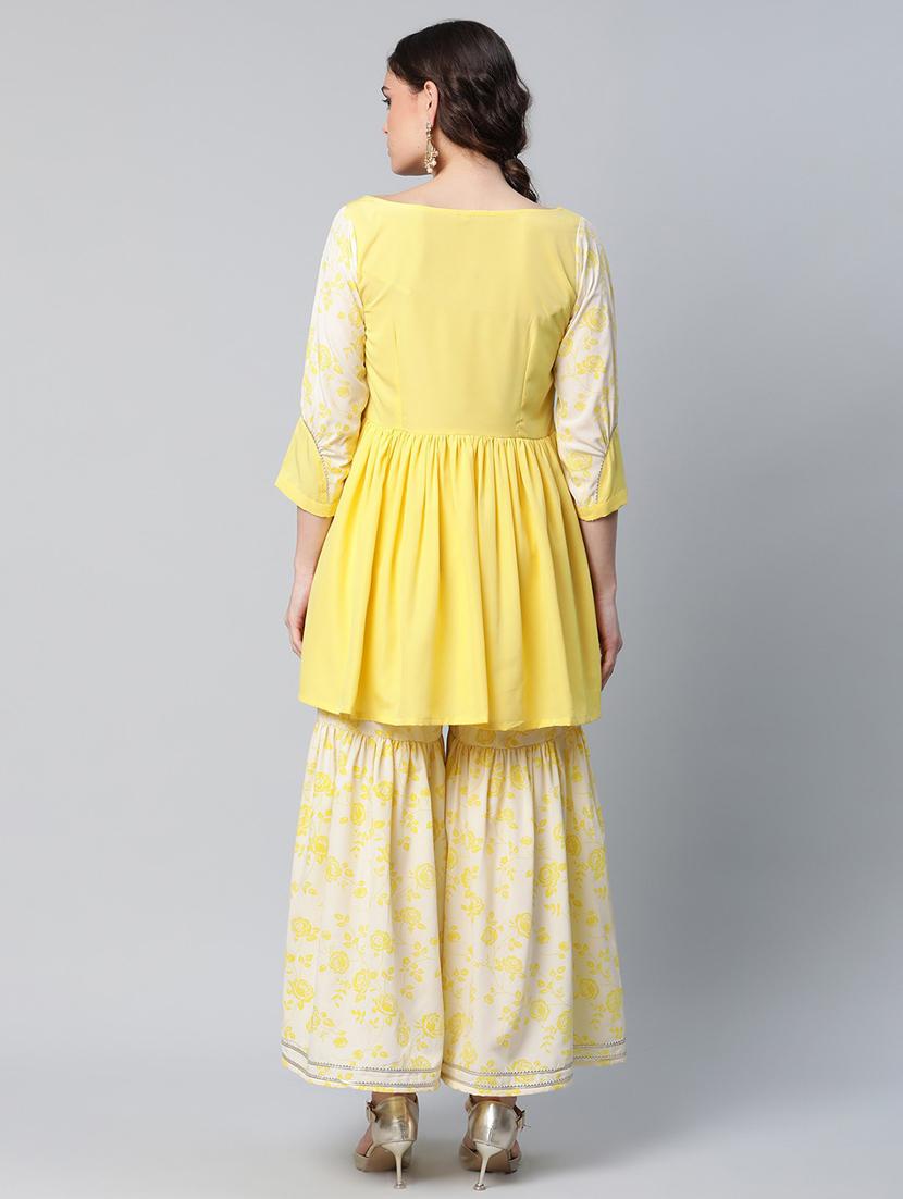 floral kurta sharara set - 18451219 - Standard Image - 4