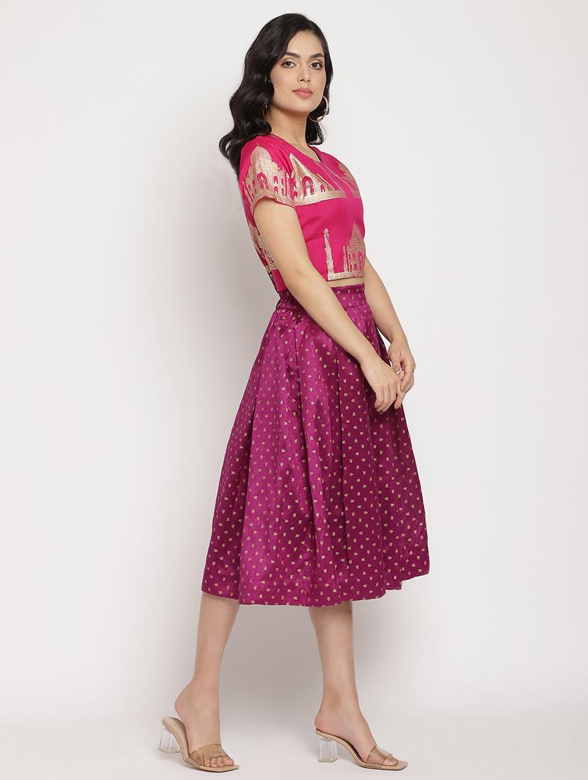 foil print skirt top set - 18451242 - Standard Image - 1