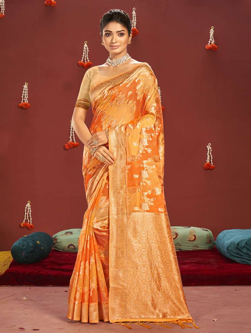 zari work woven saree