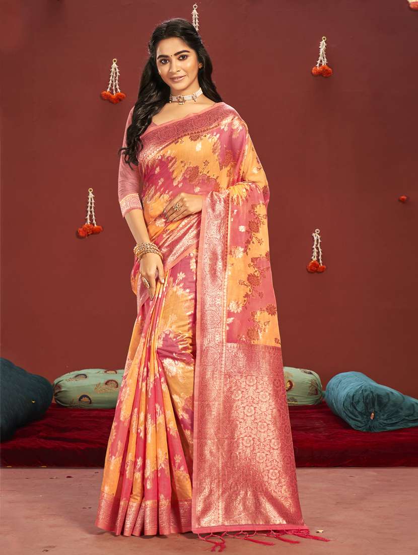 zari work woven saree