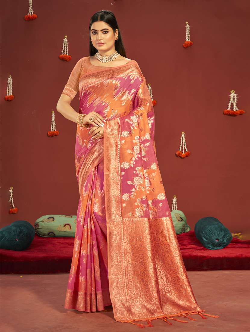 zari work woven saree