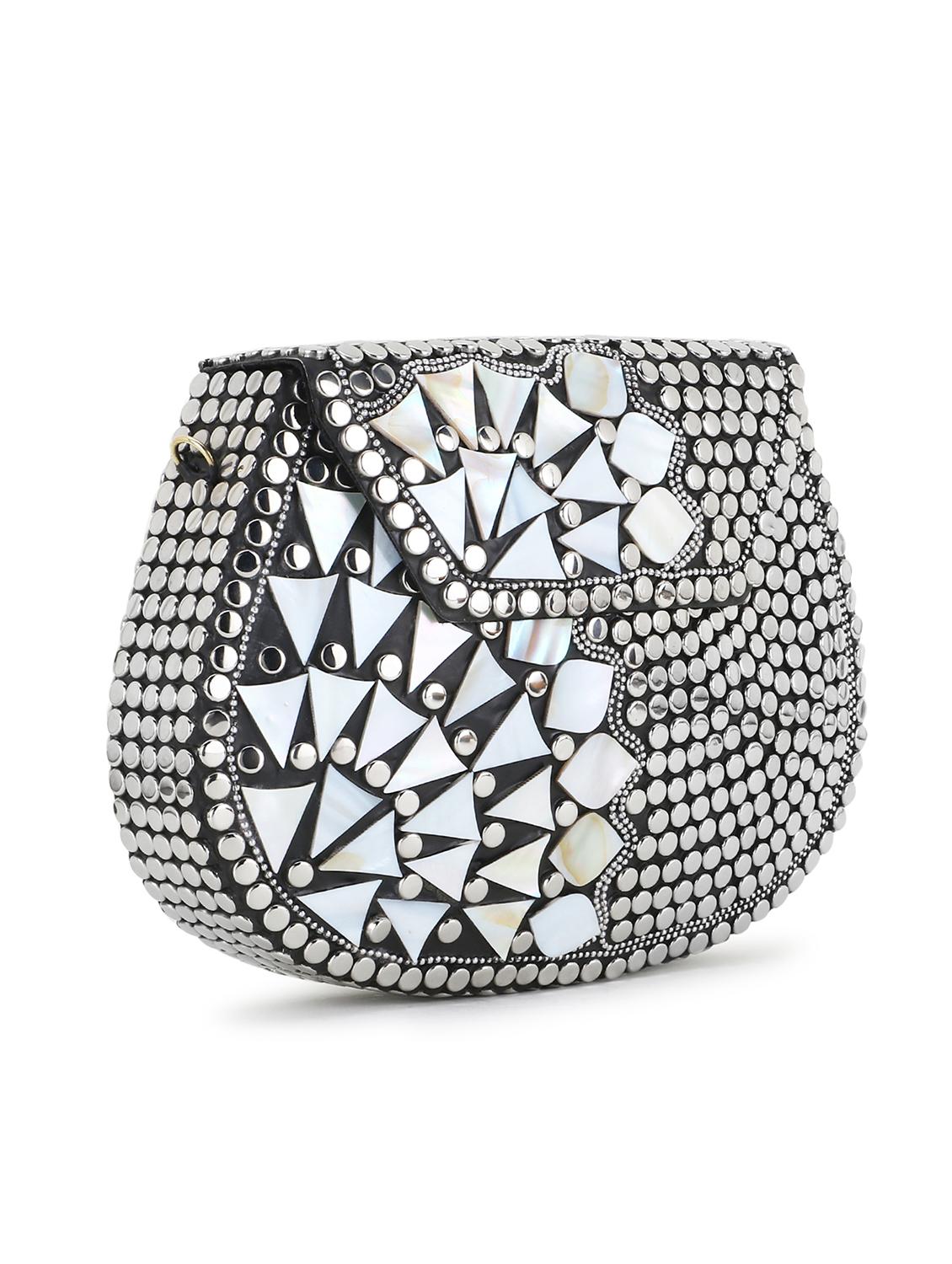 embellished metal box clutch - 18451960 - Standard Image - 4
