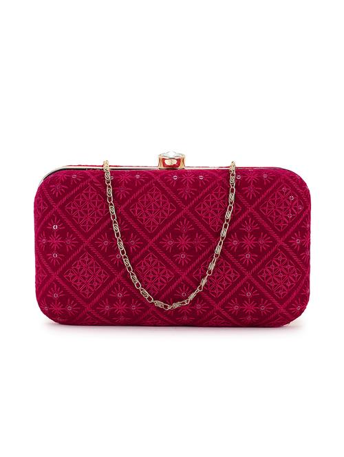 embroidered velvet box clutch - 18451966 -  Standard Image - 0