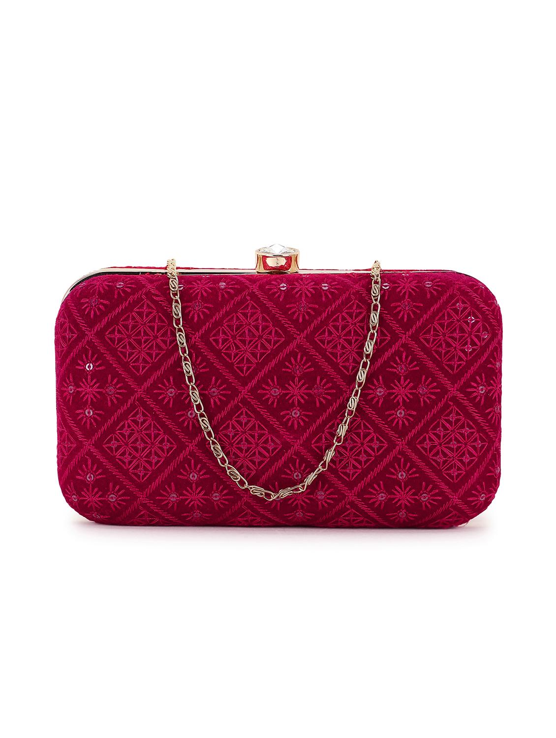 embroidered velvet box clutch - 18451966 -  Zoom Image - 0