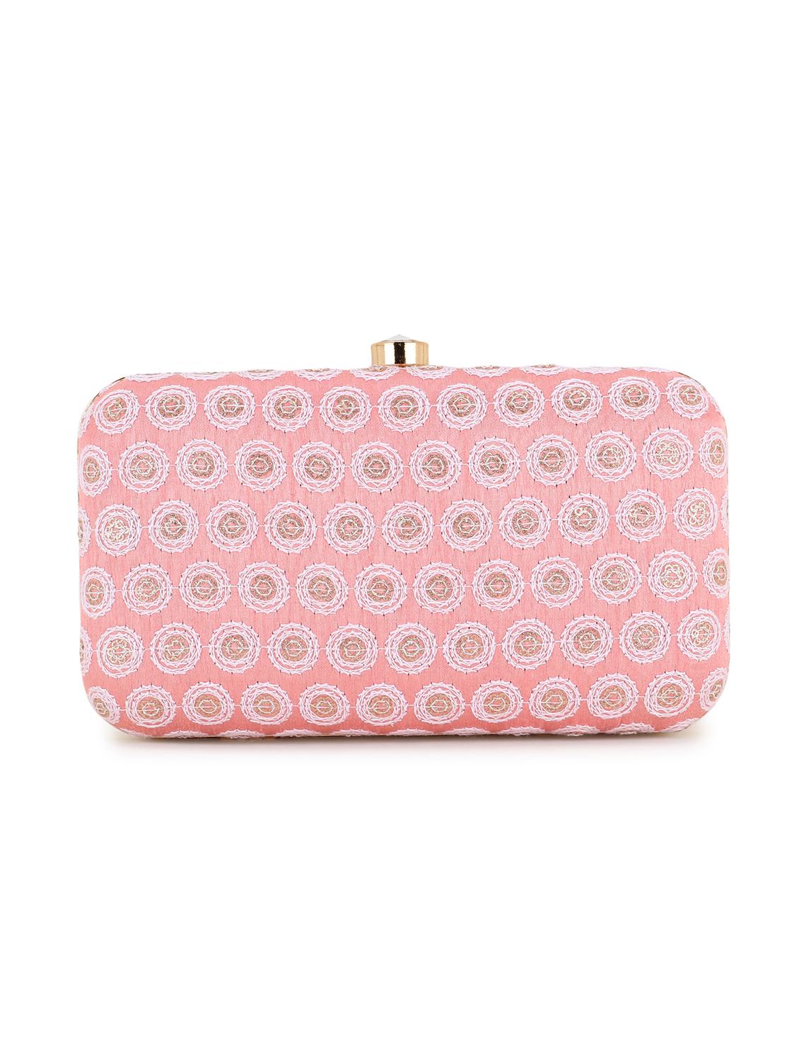 embroidered faux silk box clutch - 18451969 - Standard Image - 1
